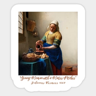 Young Woman with a Water Pitcher - Vermeer Classic Sticker